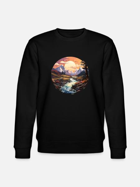 Landschaft - Illustration - Stanley/Stella Unisex Bio-Sweatshirt CHANGER  - Schwarz