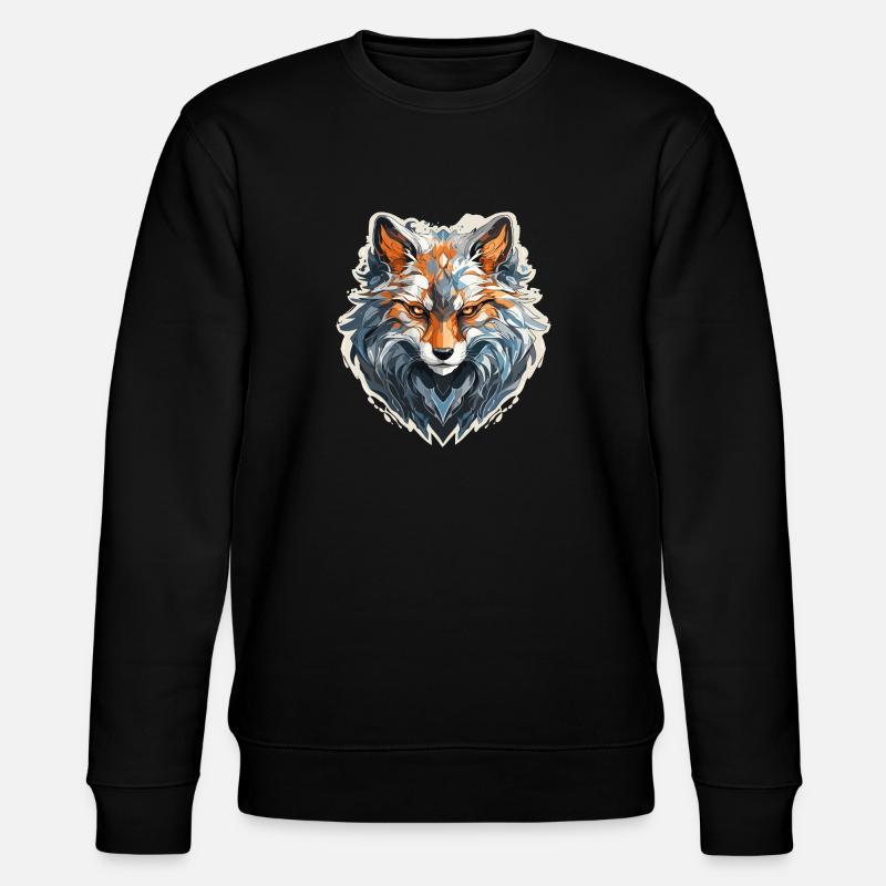 Fox - illustration - Stanley/Stella CHANGER Unisex Organic Sweatshirt - black