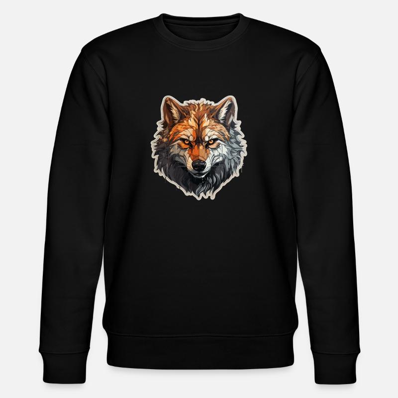 Wolf - Illustration - Stanley/Stella Unisex Bio-Sweatshirt CHANGER  - Schwarz