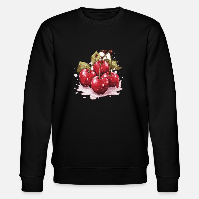 Kirsche - Illustration - Stanley/Stella Unisex Bio-Sweatshirt CHANGER  - Schwarz
