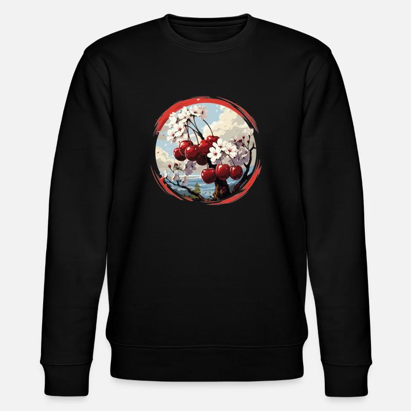 Kirsche - Illustration - Stanley/Stella Unisex Bio-Sweatshirt CHANGER  - Schwarz