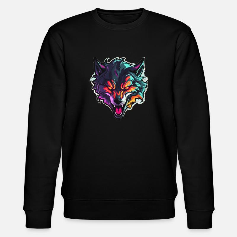Wolf - Illustration - Stanley/Stella Unisex Bio-Sweatshirt CHANGER  - Schwarz