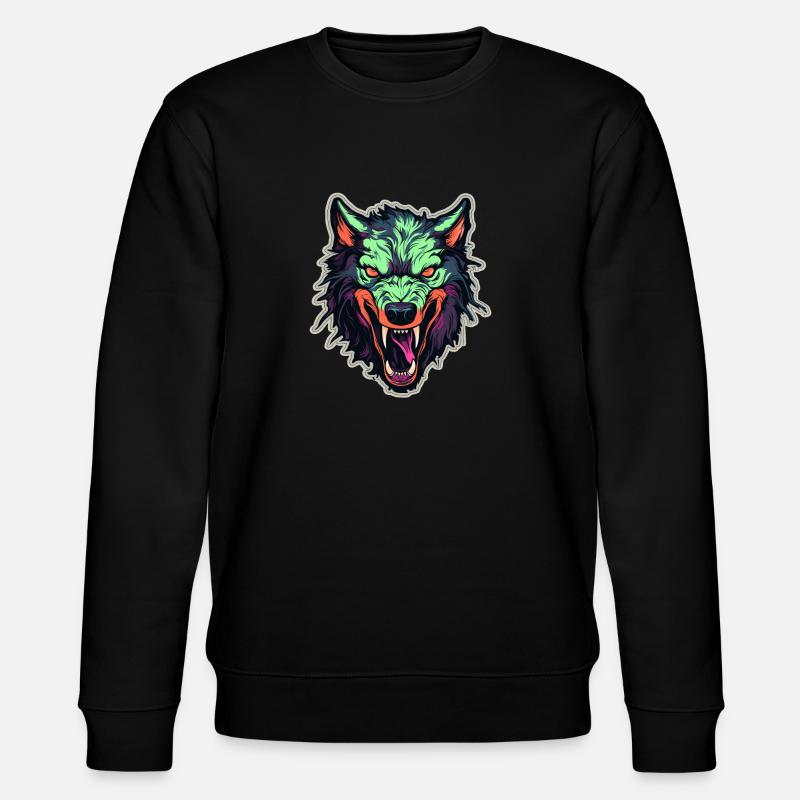 Wolf - Illustration - Stanley/Stella CHANGER Unisex Organic Sweatshirt - black