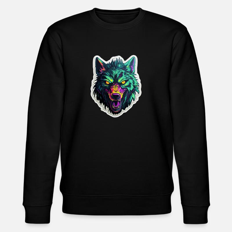 Wolf - Illustration - Stanley/Stella Unisex Bio-Sweatshirt CHANGER  - Schwarz