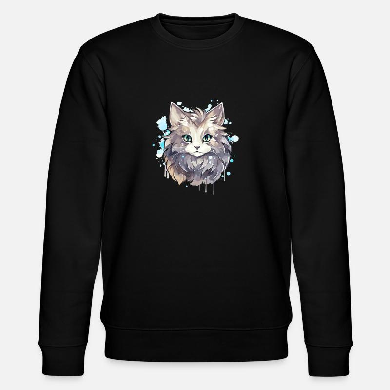 Katze - Illustration - Stanley/Stella Unisex Bio-Sweatshirt CHANGER  - Schwarz