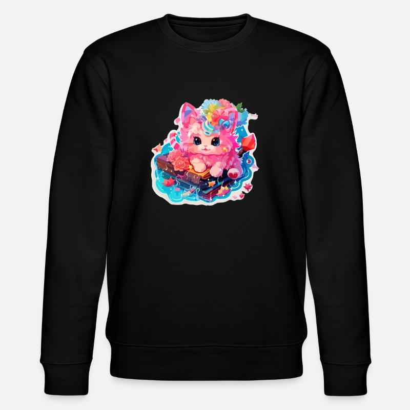Katze - Illustration - Stanley/Stella Unisex Bio-Sweatshirt CHANGER  - Schwarz