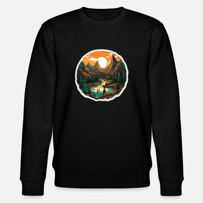 Landschaft - Illustration - Stanley/Stella Unisex Bio-Sweatshirt CHANGER  - Schwarz