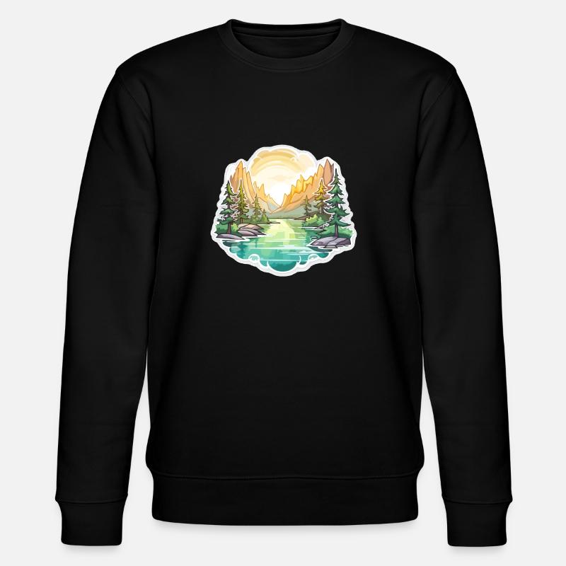 Landschaft - Illustration - Stanley/Stella Unisex Bio-Sweatshirt CHANGER  - Schwarz