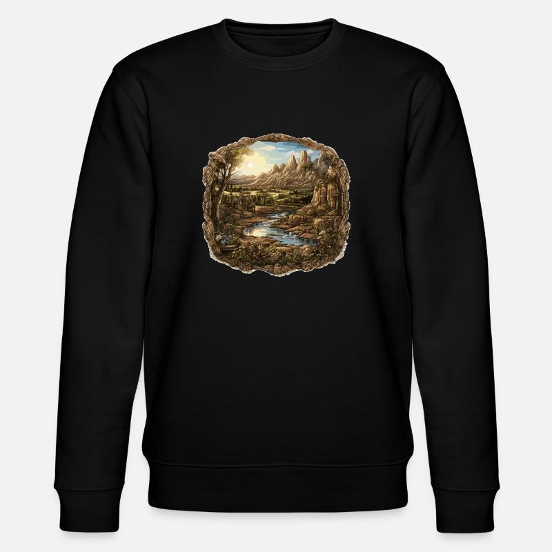 Landschaft - Illustration - Stanley/Stella Unisex Bio-Sweatshirt CHANGER  - Schwarz