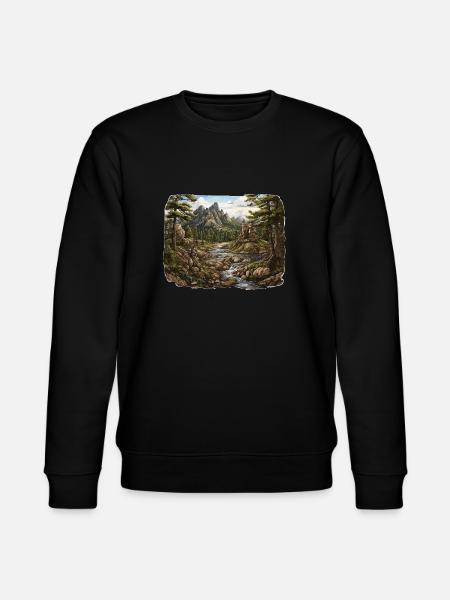 Landschaft - Illustration - Stanley/Stella Unisex Bio-Sweatshirt CHANGER - Schwarz