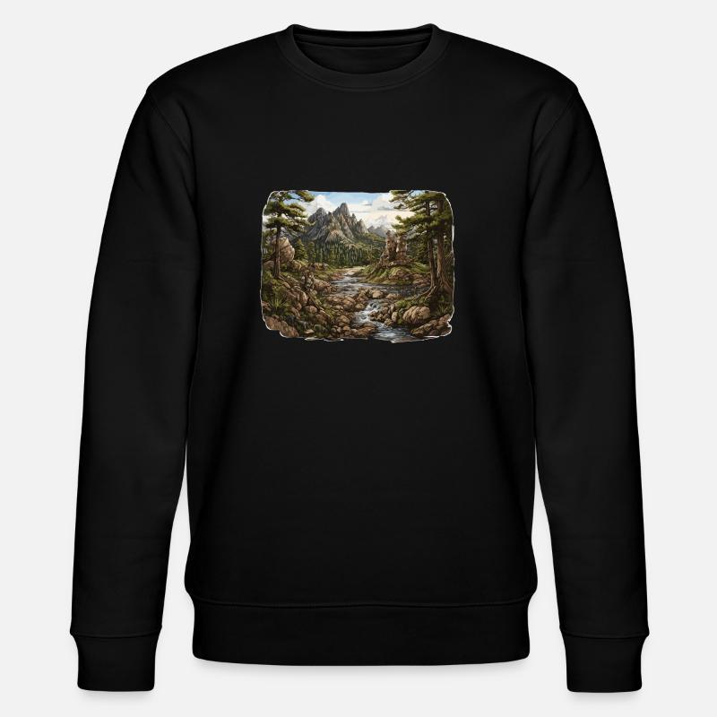 Landschaft - Illustration - Stanley/Stella Unisex Bio-Sweatshirt CHANGER  - Schwarz