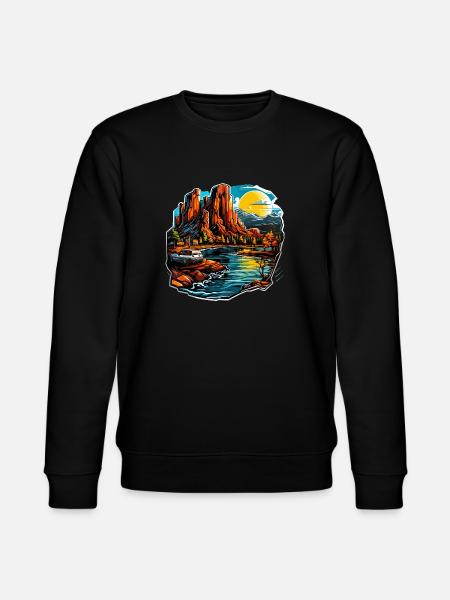 Landschaft - Illustration - Stanley/Stella Unisex Bio-Sweatshirt CHANGER  - Schwarz