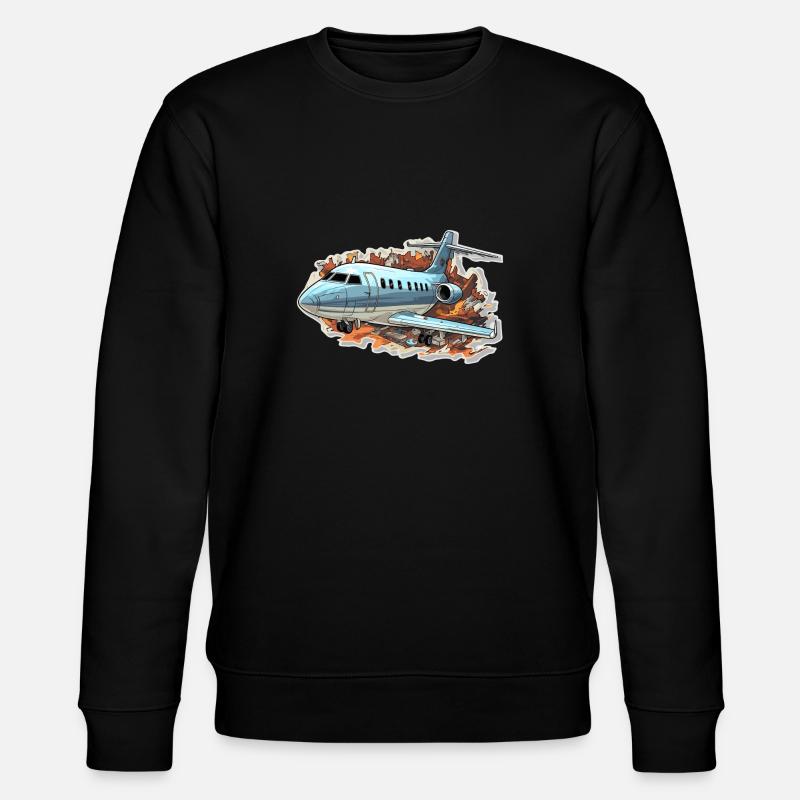 Flugzeug - Illustration - Stanley/Stella Unisex Bio-Sweatshirt CHANGER  - Schwarz
