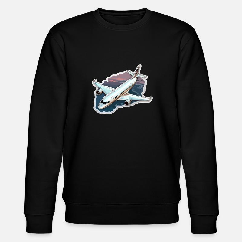 Flugzeug - Illustration - Stanley/Stella Unisex Bio-Sweatshirt CHANGER  - Schwarz
