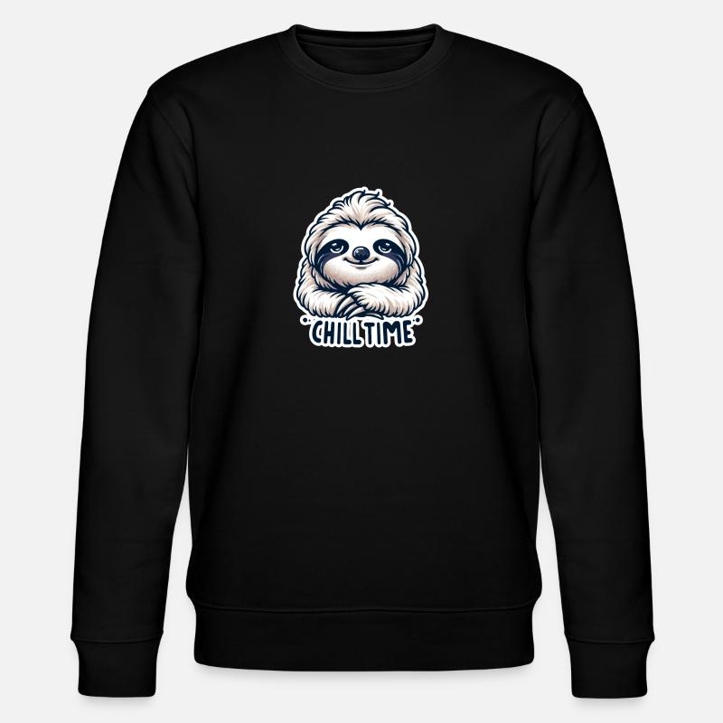 Chill Time - Faultier Illustration - Stanley/Stella Unisex Bio-Sweatshirt CHANGER  - Schwarz