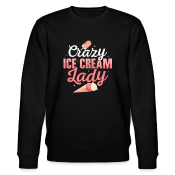 Crazy Ice Cream Lady Cone Scoop Summer - Stanley/Stella Unisex Bio-Sweatshirt CHANGER  - Schwarz - Vorne - Nik (191cm) & Marisol (170cm)