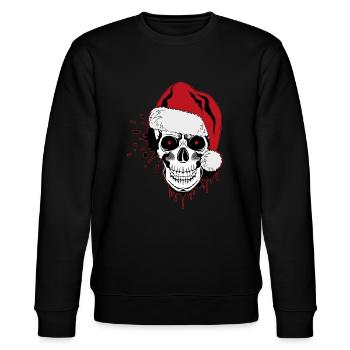 skull skull christmas meme bad santa claus xmas - Stanley/Stella CHANGER Unisex Organic Sweatshirt - black - Front - Nik (191cm) & Marisol (170cm)