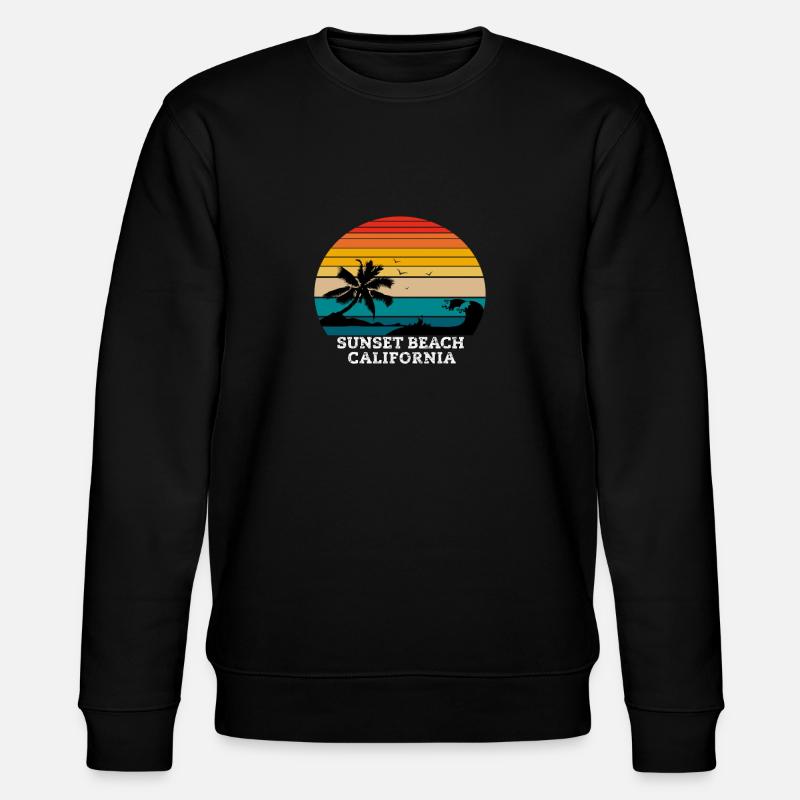 Sunset Beach California Beaches - Stanley/Stella CHANGER Unisex Organic Sweatshirt - black