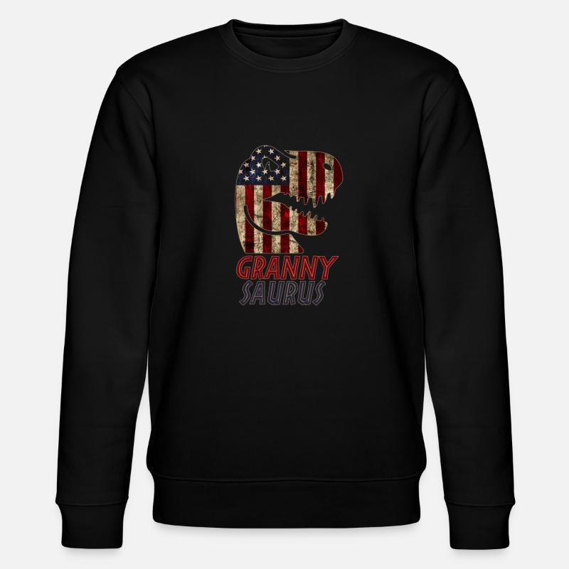 Patriotic Granny Dinosaur - Stanley/Stella Unisex Bio-Sweatshirt CHANGER  - Schwarz