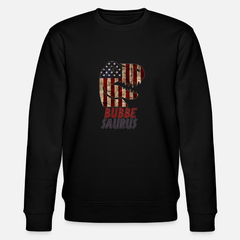 Patriotic Bubbe Dinosaur - Stanley/Stella Unisex Bio-Sweatshirt CHANGER  - Schwarz
