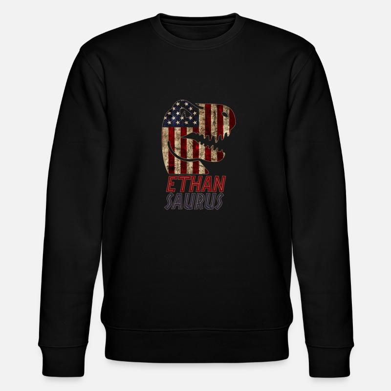 Patriotic Ethan Dinosaur Ethansaurus - Stanley/Stella Unisex Bio-Sweatshirt CHANGER  - Schwarz