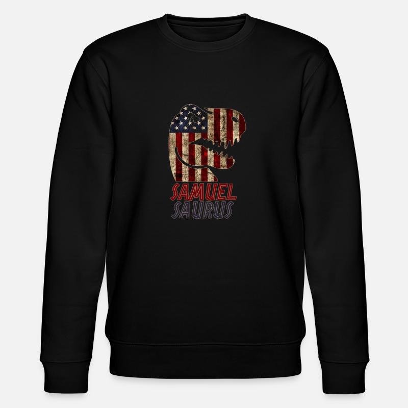 Patriotic Samuel Dinosaur Samuelsaurus - Stanley/Stella CHANGER Unisex Organic Sweatshirt - black