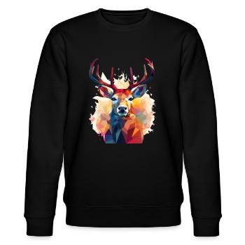 Deer head in low polygon style - Stanley/Stella CHANGER Unisex Organic Sweatshirt - black - Front - Nik (191cm) & Marisol (170cm)