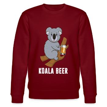 koala and beer bier koalabär australien trinken - Stanley/Stella Unisex Bio-Sweatshirt CHANGER  - Burgunderrot - Vorne - Nik (191cm) & Marisol (170cm)