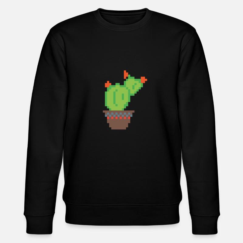 Kaktus Pixel Art - Stanley/Stella Unisex Bio-Sweatshirt CHANGER  - Schwarz