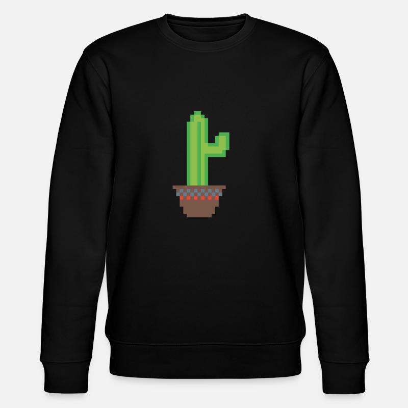 Kaktus Pixel Art - Stanley/Stella Unisex Bio-Sweatshirt CHANGER  - Schwarz