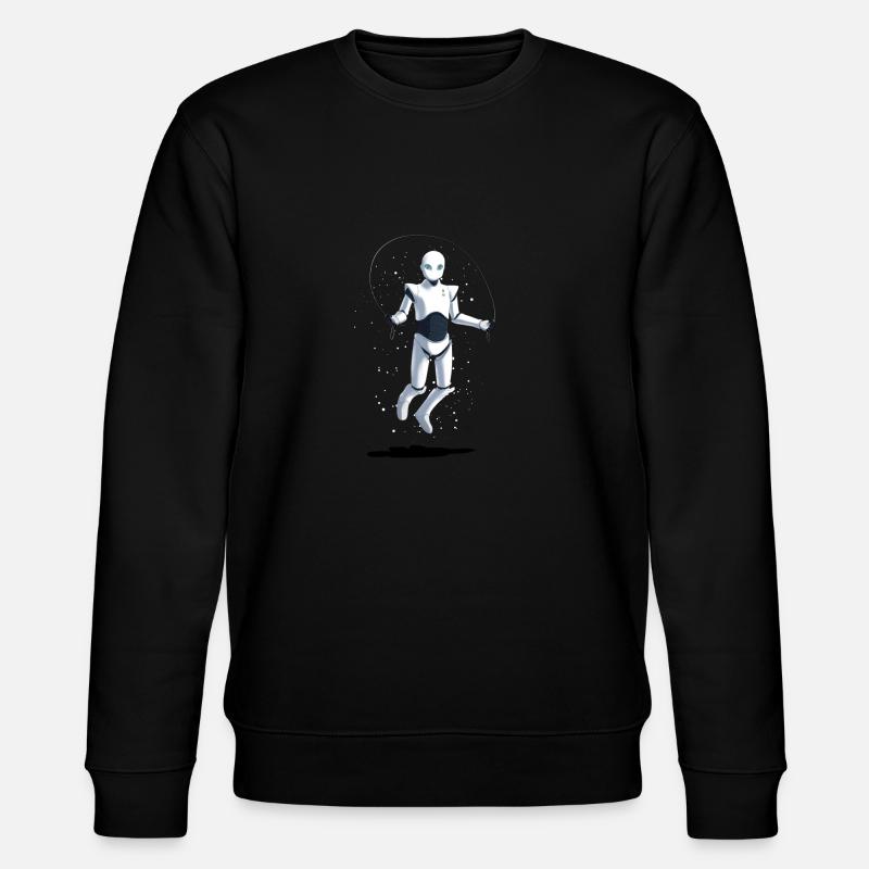 Roboter der Seilspringt - Stanley/Stella Unisex Bio-Sweatshirt CHANGER  - Schwarz