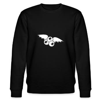 Fledermaus Ungeheuer Halloween Geschenk Augen - Stanley/Stella Unisex Bio-Sweatshirt CHANGER  - Schwarz - Vorne - Nik (191cm) & Marisol (170cm)