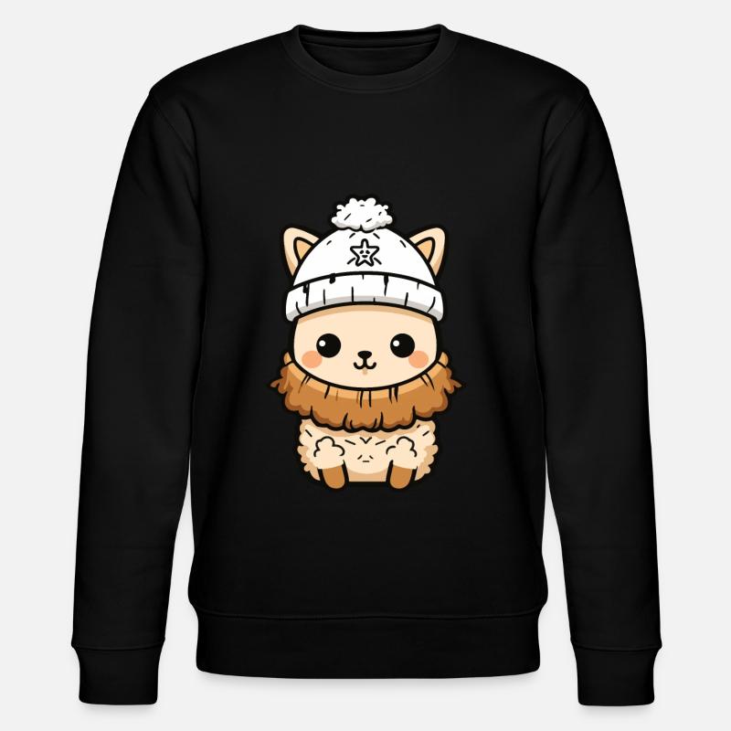 Alpaca Winter Llama Comic Cute - Stanley/Stella CHANGER Unisex Organic Sweatshirt - black