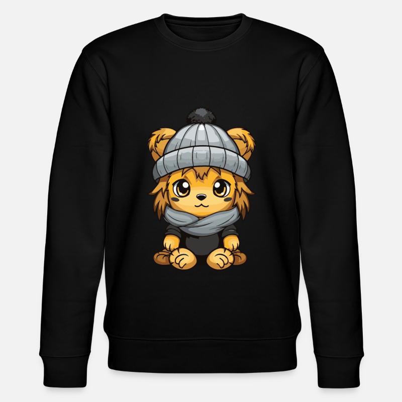 Löwe Winter Comic Niedlich - Stanley/Stella Unisex Bio-Sweatshirt CHANGER  - Schwarz