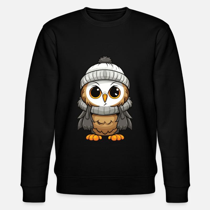 Eule Comic Winter Cozy - Stanley/Stella Unisex Bio-Sweatshirt CHANGER  - Schwarz