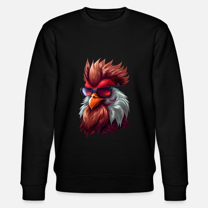 crazy chicken with sunglasses - Stanley/Stella CHANGER Unisex Organic Sweatshirt - black