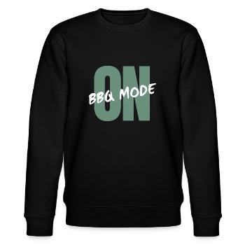 BBQ Mode – ON Grill Shirt - Stanley/Stella Unisex Bio-Sweatshirt CHANGER  - Schwarz - Vorne - Nik (191cm) & Marisol (170cm)