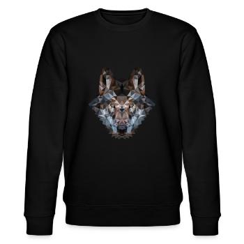 Wolfskopf | Polygon Wolf Kopf | Wolf geometrisch - Stanley/Stella Unisex Bio-Sweatshirt CHANGER  - Schwarz - Vorne - Nik (191cm) & Marisol (170cm)