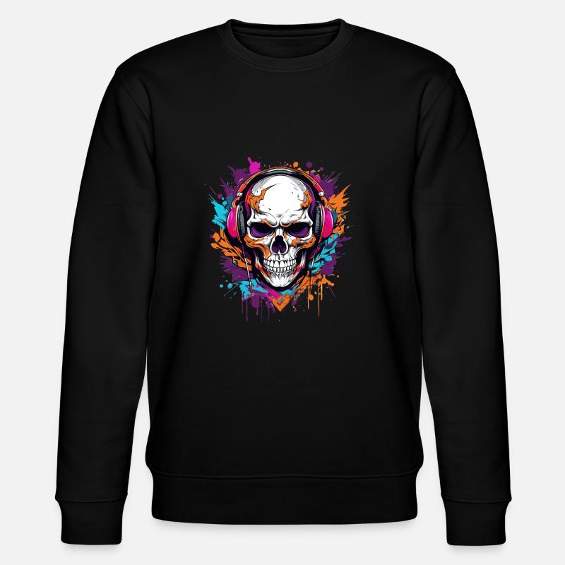 Bunter Totenkopf - Stanley/Stella Unisex Bio-Sweatshirt CHANGER  - Schwarz