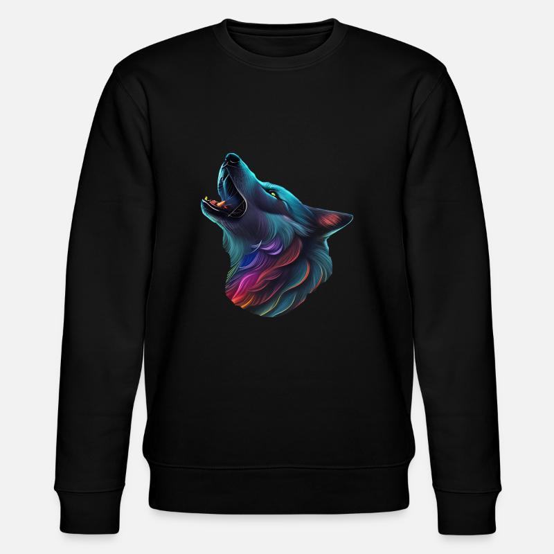 Bunter Wolf - Stanley/Stella Unisex Bio-Sweatshirt CHANGER  - Schwarz