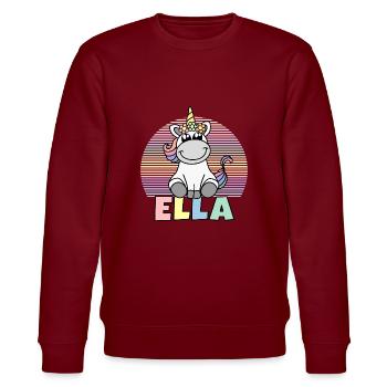 Ella Einhorn Name - Stanley/Stella Unisex Bio-Sweatshirt CHANGER  - Burgunderrot - Vorne - Nik (191cm) & Marisol (170cm)