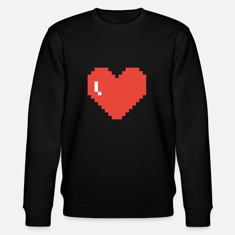 Großes Herz Pixel Art - Stanley/Stella Unisex Bio-Sweatshirt CHANGER  - Schwarz