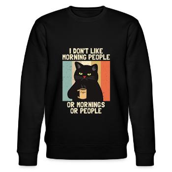 I Hate Morning People Café Chat Cat cadeau - Sweat bio CHANGER Stanley/Stella Unisexe - noir - Devant - Nik (191cm) & Marisol (170cm)