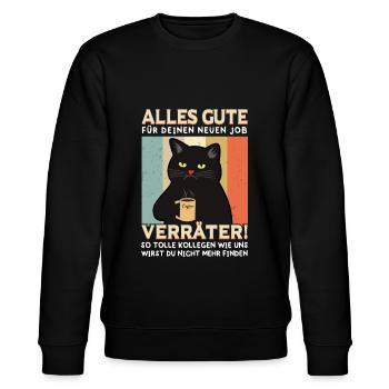 Jobwechsel Kollegen Abschied Arbeitskollegen Katze - Stanley/Stella Unisex Bio-Sweatshirt CHANGER  - Schwarz - Vorne - Nik (191cm) & Marisol (170cm)