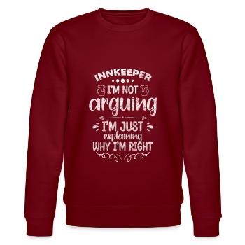 Wirt Bier Barchef Wein - Stanley/Stella Unisex Bio-Sweatshirt CHANGER  - Burgunderrot - Vorne - Nik (191cm) & Marisol (170cm)