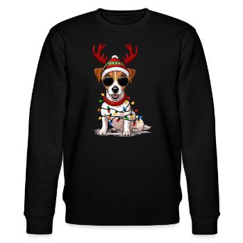 Christmas Jack Russell - Stanley/Stella CHANGER Unisex Organic Sweatshirt - black - Front - Nik (191cm) & Marisol (170cm)