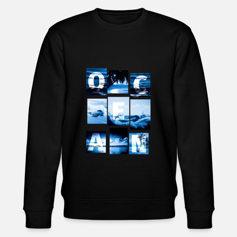 Cyanotypische Ocean Collage - Stanley/Stella Unisex Bio-Sweatshirt CHANGER  - Schwarz