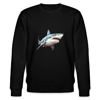 Weißer Hai - Stanley/Stella Unisex Bio-Sweatshirt CHANGER  - Schwarz - Vorne - Nik (191cm) & Marisol (170cm)
