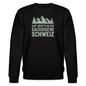 Sächsische Schweiz Wandern Pirna Klettern Sachsen - Stanley/Stella Unisex Bio-Sweatshirt CHANGER  - Schwarz - Vorne - Nik (191cm) & Marisol (170cm)