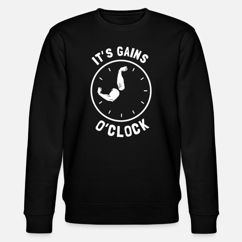 Bodybuilder It's Gains O'Clock - Stanley/Stella CHANGER Unisex Organic Sweatshirt - black